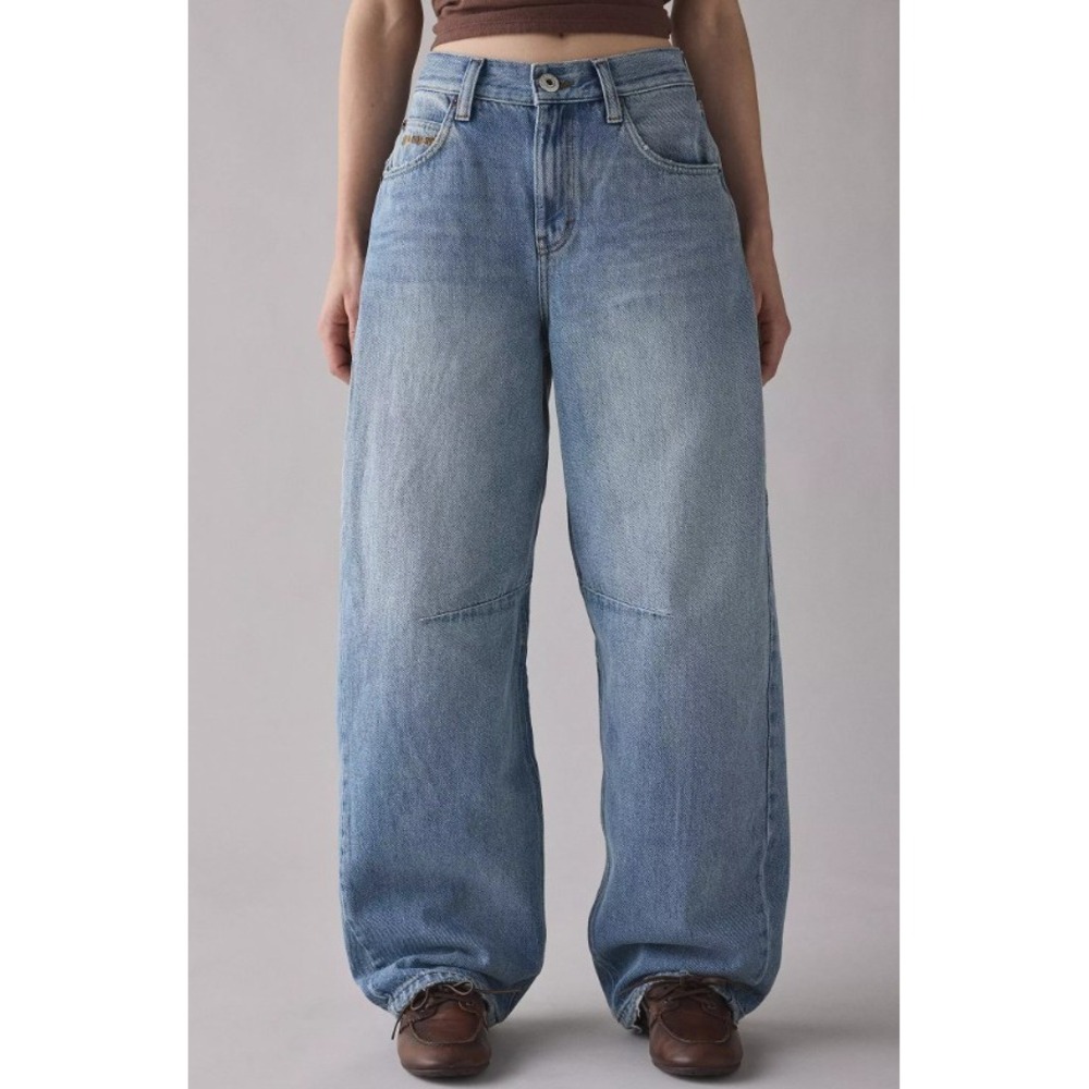 BDG Urban Outfitters Logan Baggy Wide Leg Cinch Back Jeans Light Wash W26 L32